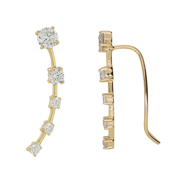 SALE - Curved Graduated CZ Crawler - Small / Gold / Right - Earrings - Ofina