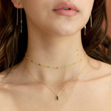 Tiny Green Emerald Necklace - - Necklaces - Ofina