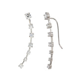 SALE - Curved Graduated CZ Crawler - Large / Silver / Right - Earrings - Ofina