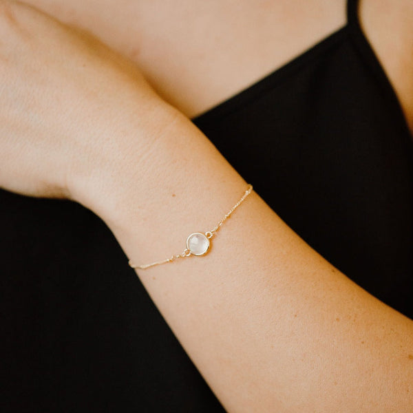 Round Mother of Pearl Ball Chain Bracelet - - Bracelets - Ofina