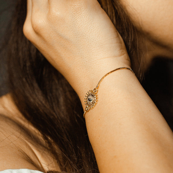 Clear CZ Adjustable Sunflower Bracelet - - Bracelets - Ofina