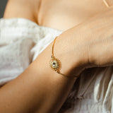 Clear CZ Adjustable Sunflower Bracelet - - Bracelets - Ofina