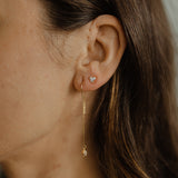 CZ Tiny Teardrop Hook Ear Threader - - Earrings - Ofina