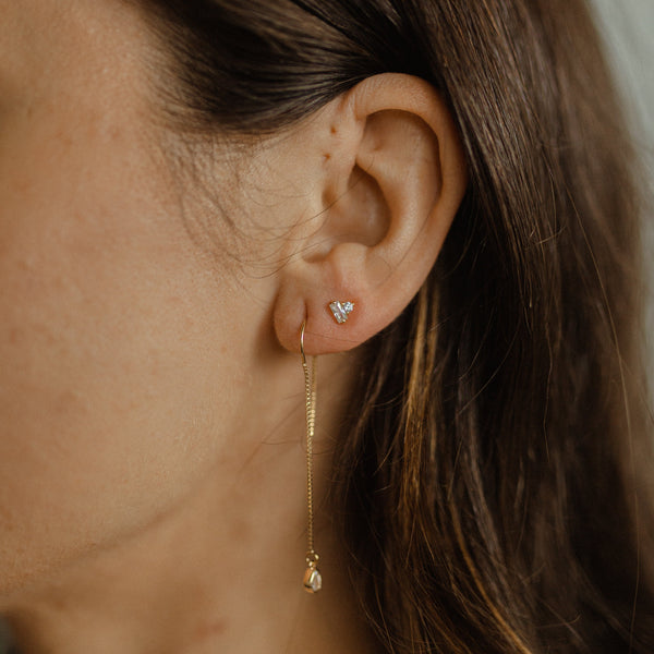 CZ Round & Baguette Combo Studs - - Earrings - Ofina