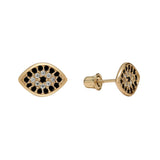 10k Solid Gold Black CZ Eye Studs - - Earrings - Ofina