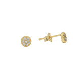 Tiny CZ Circle Pave Studs - - Earrings - Ofina