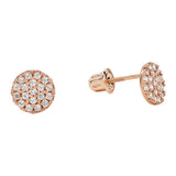 10k Solid Gold CZ Circle Studs - Rose Gold - Earrings - Ofina