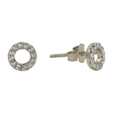CZ Circle Cutout Studs - Silver - Earrings - Ofina