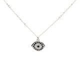 CZ Black Evil Eye Necklace - Silver - Necklaces - Ofina