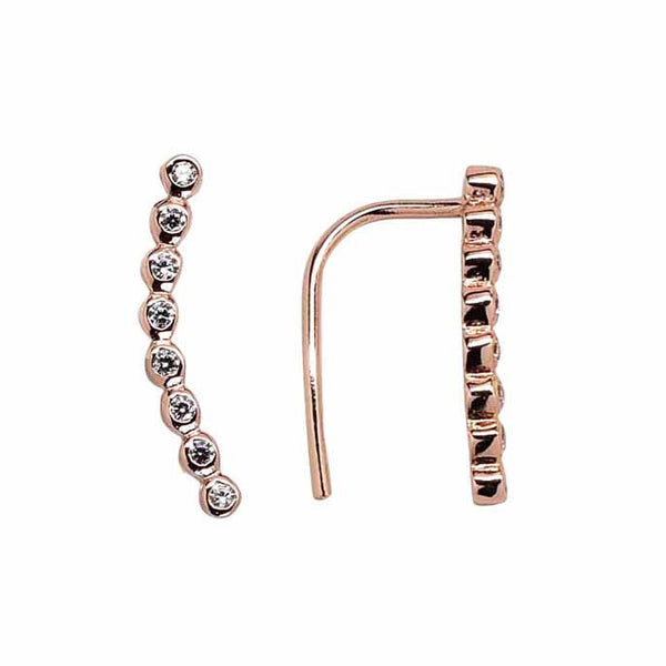 SALE - Graduated CZ Circles Ear Crawler - Rose Gold / Right - Earrings - Ofina