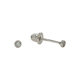 10k Solid Gold CZ Scalloped Studs - White Gold - Earrings - Ofina