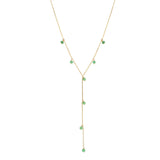 Tiny Green Onyx Stone Y-Drop Necklace - - Necklaces - Ofina