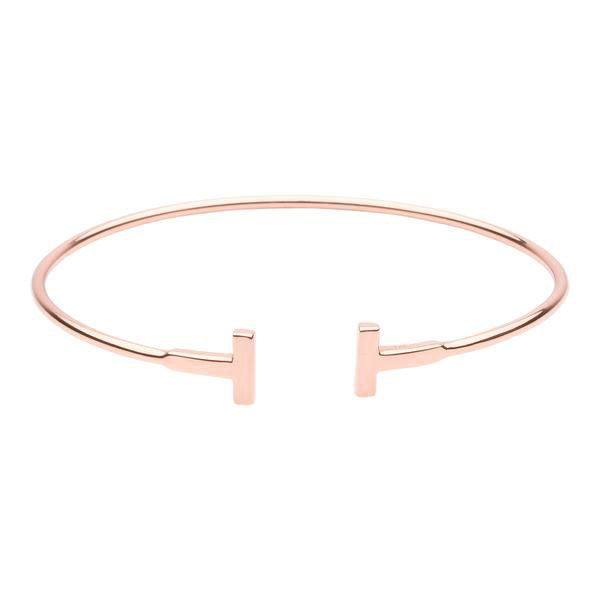 Double Bar Thin Cuff - Rosegold - Bracelets - Ofina