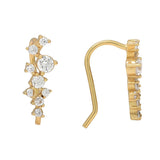 Multi Round CZ Crawler - Gold / Left - Earrings - Ofina