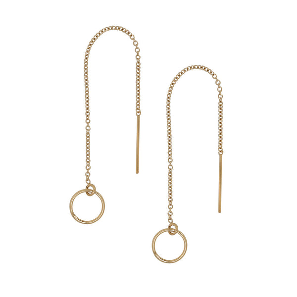 Geometric Ear Threaders (more shapes) - Circle / Gold - Earrings - Ofina