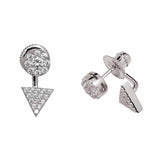 Circle and Triangle CZ Ear Jacket - Silver - Earrings - Ofina