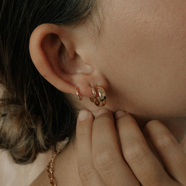 10k Solid Gold Thick Huggies - - Earrings - Ofina