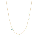 Tiny Green Onyx Stone Drop Beaded Necklace - - Necklaces - Ofina