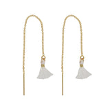 Tassel Ear Threaders - White - Earrings - Ofina