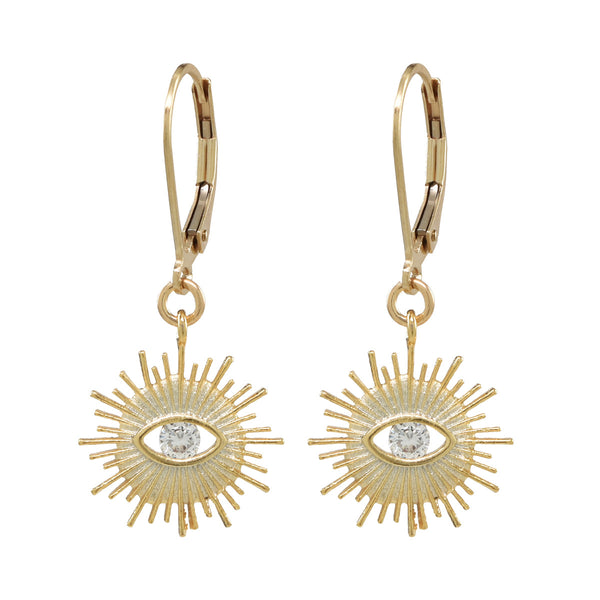 Leverback Stone Eye Earrings - Clear - Earrings - Ofina