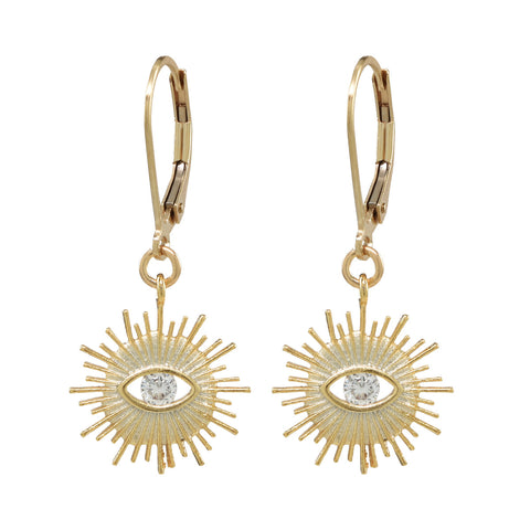 Leverback Stone Eye Earrings - Clear - Earrings - Ofina