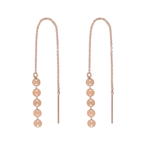 Geometric Ear Threaders (more shapes) - 5 Discs / Rose Gold - Earrings - Ofina