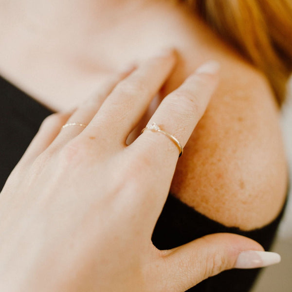 10k Solid Gold Tri-CZ Ring - - Rings - Ofina