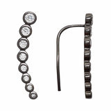 SALE - 24mm Graduated CZ Circles Ear Crawler - Gunmetal / Right - Earrings - Ofina