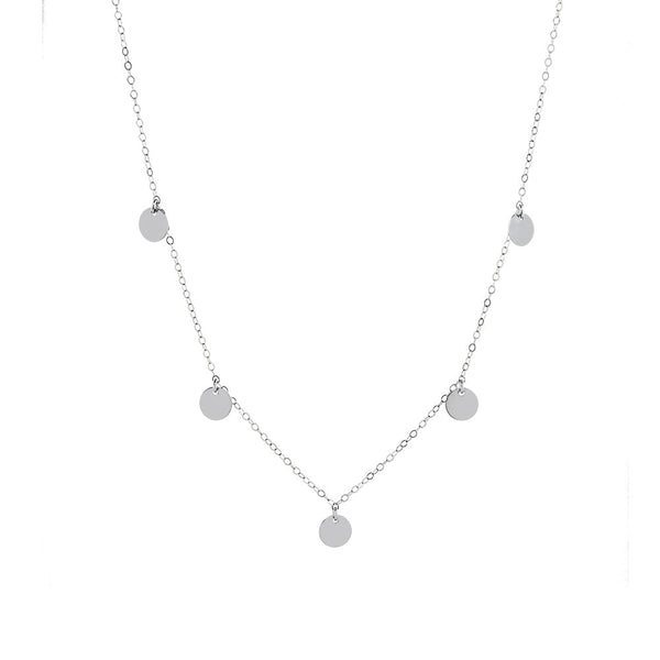 5 Tiny Discs Necklace - Choker / Silver - Necklaces - Ofina