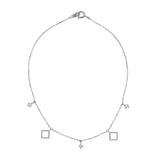 14k Solid Gold CZ & Twisted Diamond Shape Bracelet / Anklet - White Gold / Bracelet - Bracelets - Ofina