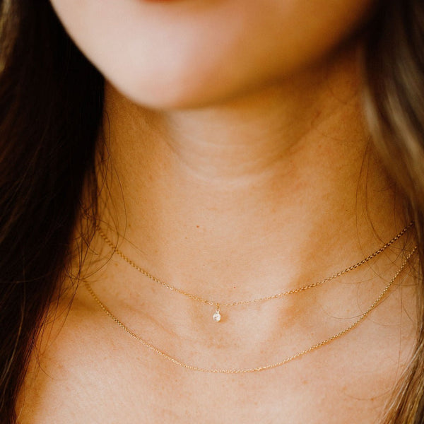 14k Solid Gold Thin Chain w/ Extender - - Necklaces - Ofina