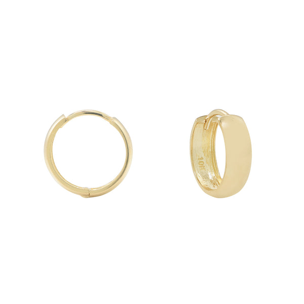 10k Solid Gold Thick Huggies - Yellow Gold / Small - Earrings - Ofina