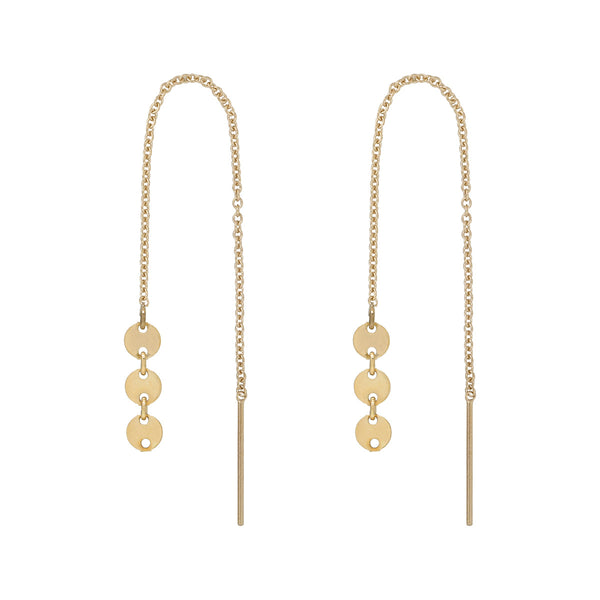 Geometric Ear Threaders (more shapes) - 3 Discs / Gold - Earrings - Ofina