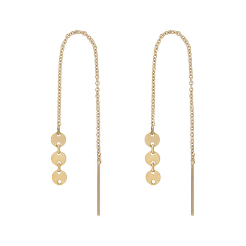 Geometric Ear Threaders (more shapes) - 3 Discs / Gold - Earrings - Ofina