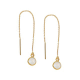 Bezel Stone Ear Threaders (more stones) - Moonstone / Gold - Earrings - Ofina