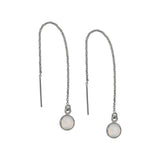 Bezel Stone Ear Threaders (more stones) - Opal- Circle / Silver - Earrings - Ofina
