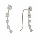 SALE - Curved Graduated CZ Crawler - Small / Silver / Right - Earrings - Ofina