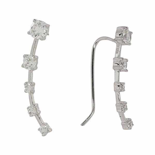 SALE - Curved Graduated CZ Crawler - Small / Silver / Right - Earrings - Ofina