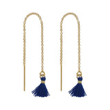 Tassel Ear Threaders - Navy - Earrings - Ofina