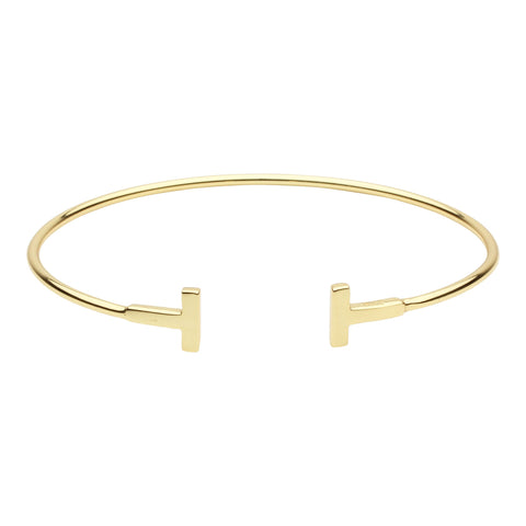 Double Bar Thin Cuff - Gold - Bracelets - Ofina