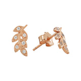 CZ Leaf Studs - Rose Gold - Earrings - Ofina