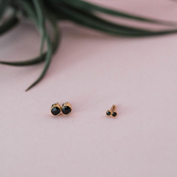 Black CZ Studs - - Earrings - Ofina