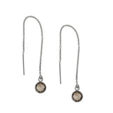 Bezel Stone Ear Threaders (more stones) - Smoky Quartz / Silver - Earrings - Ofina