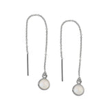 Bezel Stone Ear Threaders (more stones) - Moonstone / Silver - Earrings - Ofina