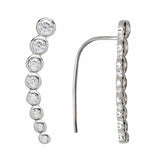 SALE - 24mm Graduated CZ Circles Ear Crawler - Silver / Right - Earrings - Ofina