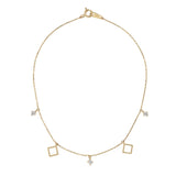 14k Solid Gold CZ & Twisted Diamond Shape Bracelet / Anklet - Yellow Gold / Bracelet - Bracelets - Ofina