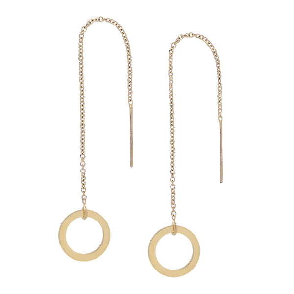 Geometric Ear Threaders (more shapes) - Flat Circle / Gold - Earrings - Ofina
