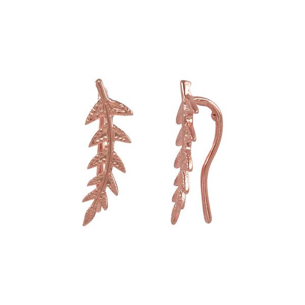 Leaf Ear Crawlers - Rose Gold / Right - Earrings - Ofina