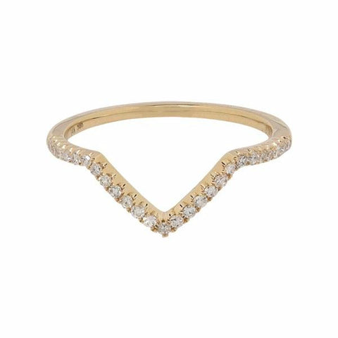 Diamonds Chevron Ring - Yellow Gold - Rings - Ofina