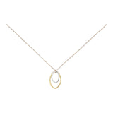 Double Brushed Marquise Necklace - Silver Pendant l Gold Chain - Necklaces - Ofina